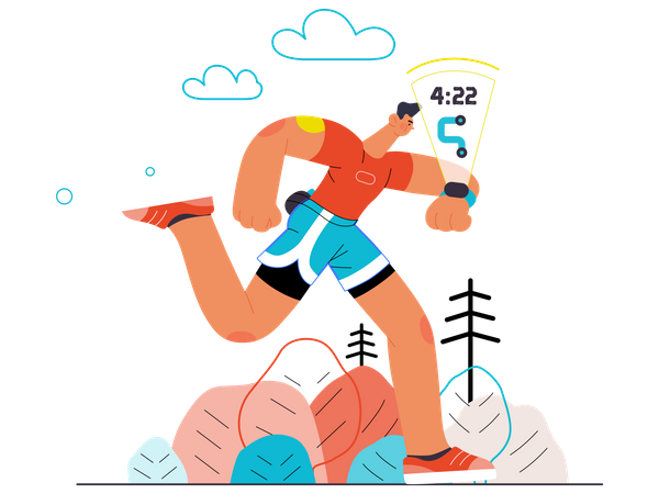 Running Route And Time  Illustration