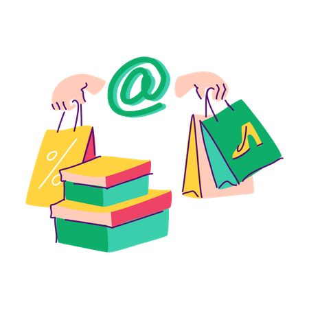 Sacolas de compras on-line  Ilustração