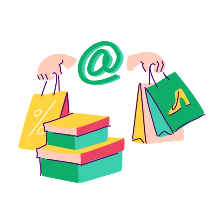 Sacolas de compras on-line  Ilustração