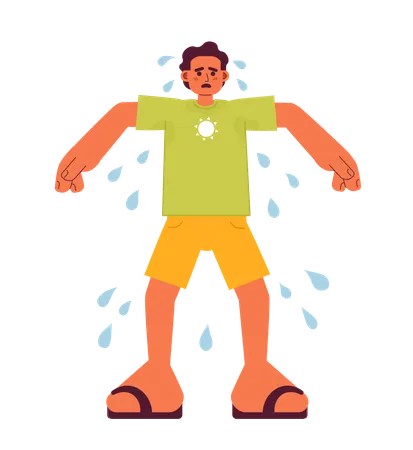 Sad man with sweaty armpits  イラスト