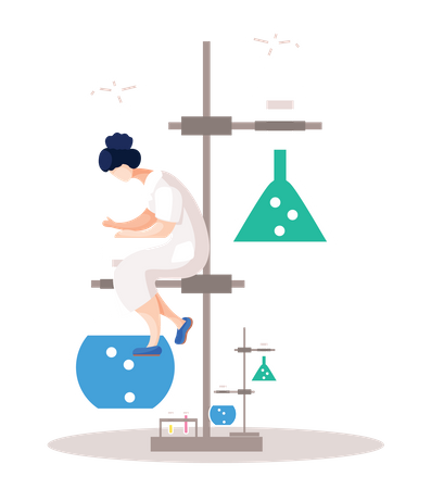 Investigación en la sala de química  Ilustración