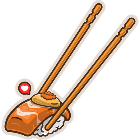 Salmon Sushi with Chopsticks  Illustration