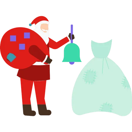 Santa carries a gift bag over his shoulder  Illustration