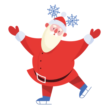 Santa claus enjoying ice skating  Illustration