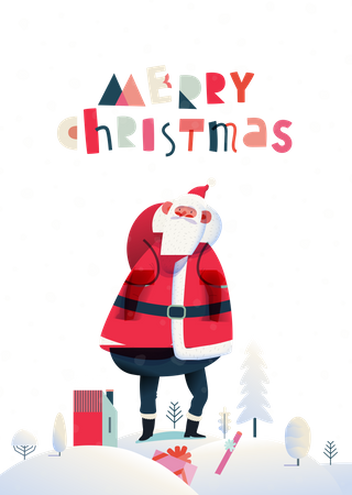 Santa Claus with Christmas gifts  イラスト