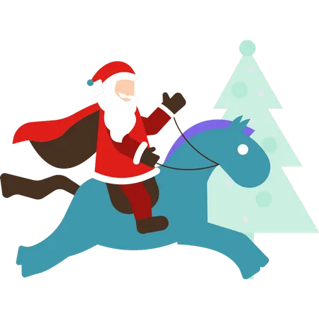 Santa riding horse  イラスト