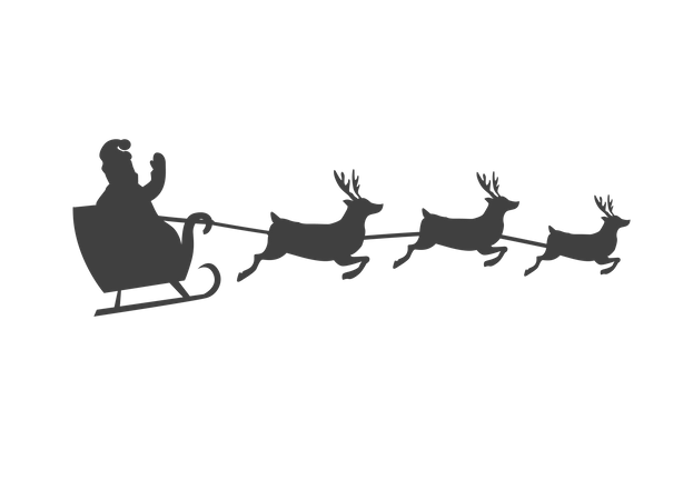 Santa Sleigh With Reindeer  イラスト