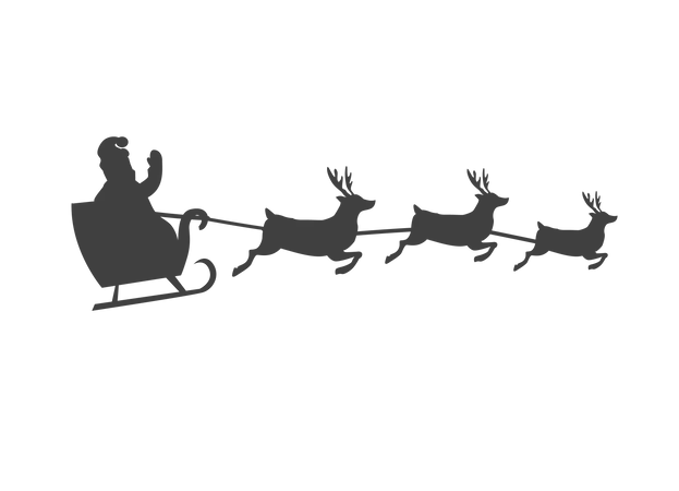 Santa Sleigh With Reindeer  イラスト