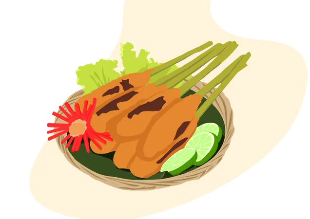 Sate Lilit from Indonesia  イラスト