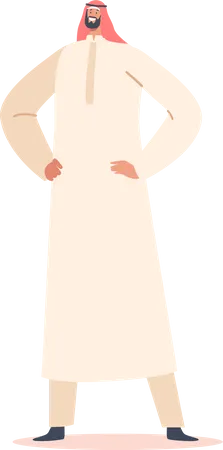 Saudi Male Wearing Thawb or Kandura Dress  Illustration