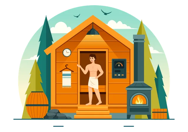 Sauna Relaxation For Men  イラスト