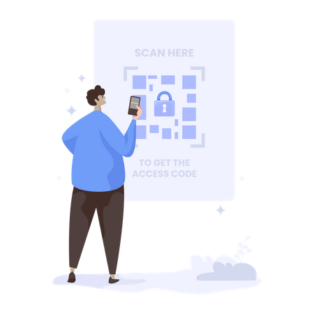 Scannez le code QR pour déverrouiller l'accès  Illustration