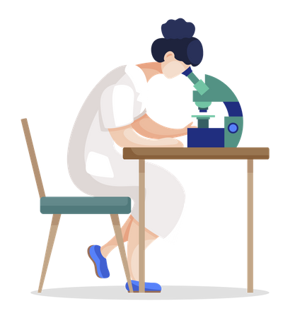 Scientific Researcher Using Microscope in laboratory  イラスト