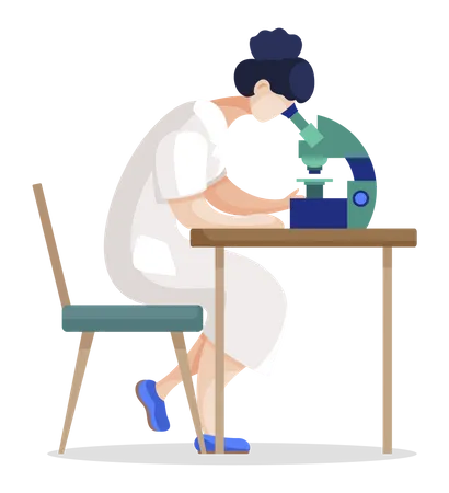 Scientific Researcher Using Microscope in laboratory  イラスト