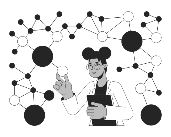 Scientifique étudiant des molécules  Illustration