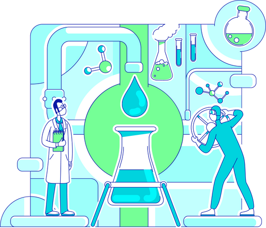 Scientifique effectuant une analyse de molécules  Illustration