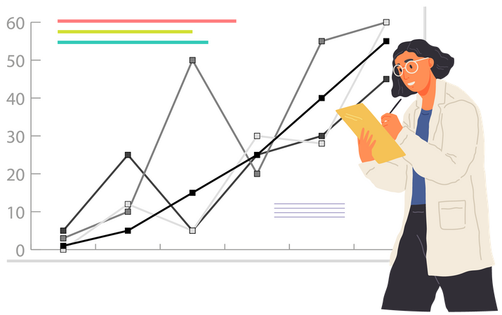 Scientifique travaillant avec l'analyse de données  Illustration