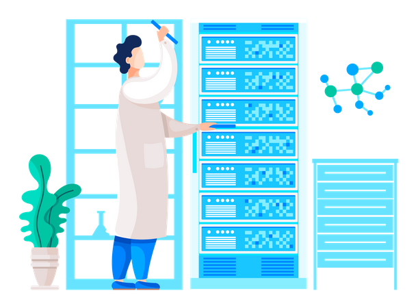 Scientist checking results of test  イラスト