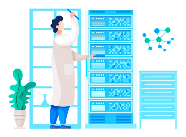 Scientist checking results of test  イラスト