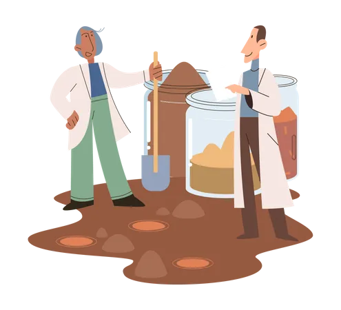 Scientist collecting soil samples  Illustration