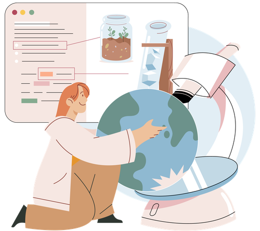 科学者が地球を研究する  イラスト