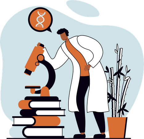 Scientist Doctor Checking Dna Testing  Illustration