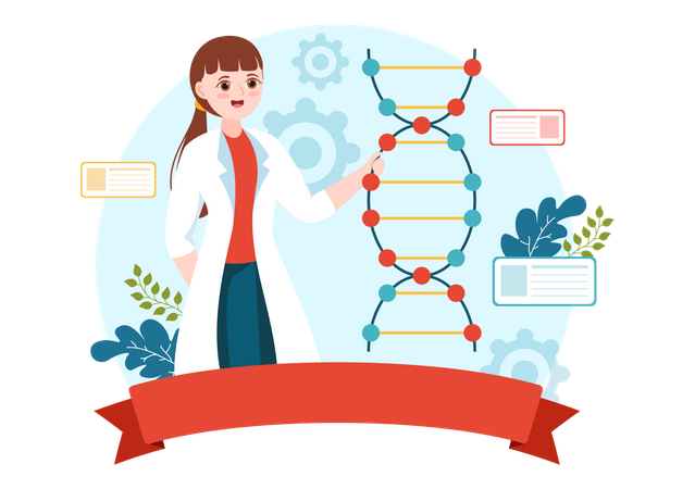 Scientist doing DNA experiment  Illustration