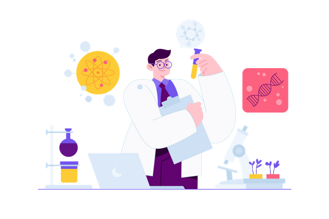 Scientist doing medical tests  Illustration