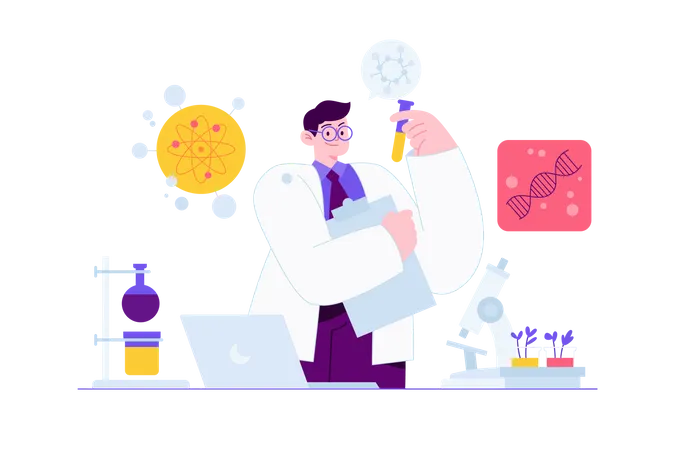 Scientist doing medical tests  Illustration