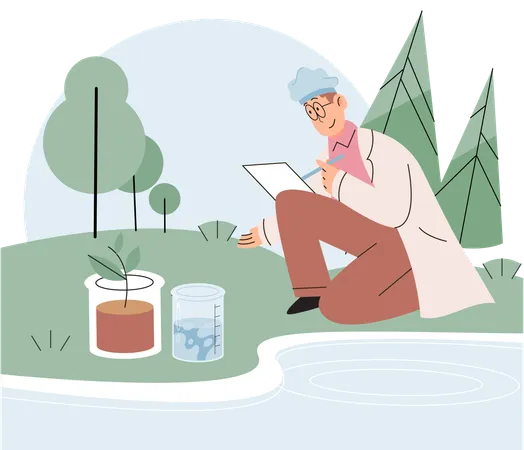 Scientist doing research on nature  Illustration