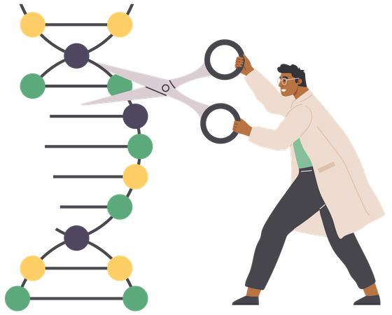 Scientist Modifying Dna Molecule  Illustration