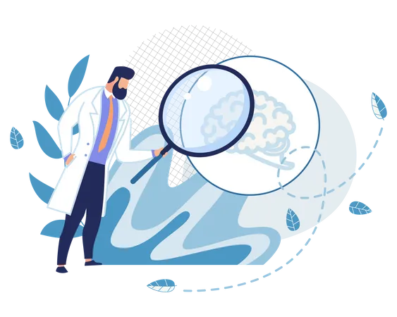 Scientist or doctor analyzing brain  イラスト