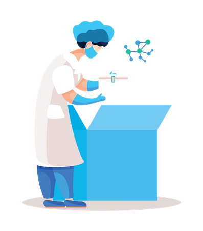 Scientist performs chemical experiments in scientific laboratory  Illustration