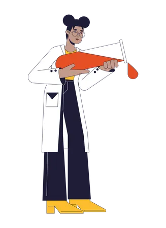 Scientist pouring liquid from tube  Illustration