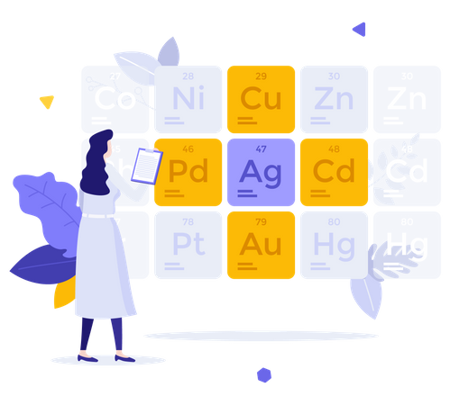 Scientist studying chemical elements  Illustration