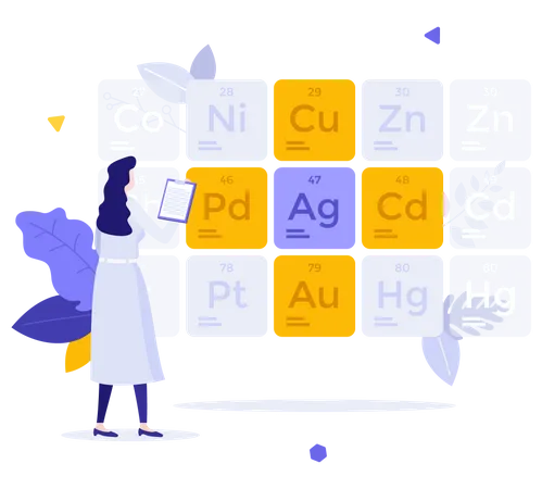 Scientist studying chemical elements  Illustration