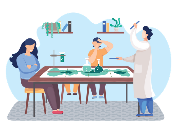 Scientist studying chemistry experiment  Illustration