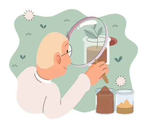 Scientist studying plant spices  Illustration