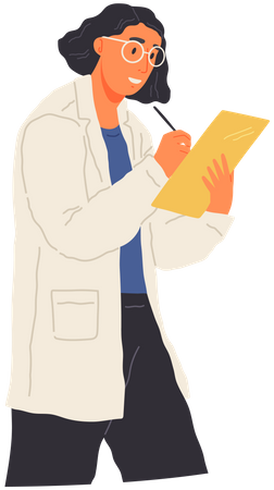 Scientist writing on sheet during research  イラスト