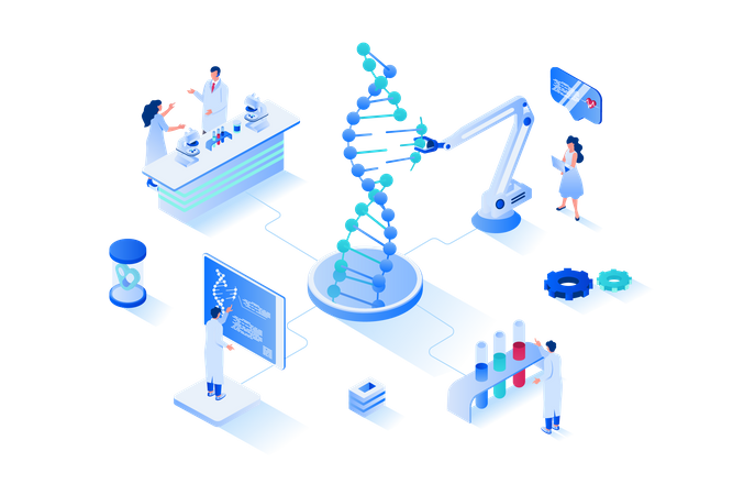 Scientists explore molecular structure of dna  Illustration