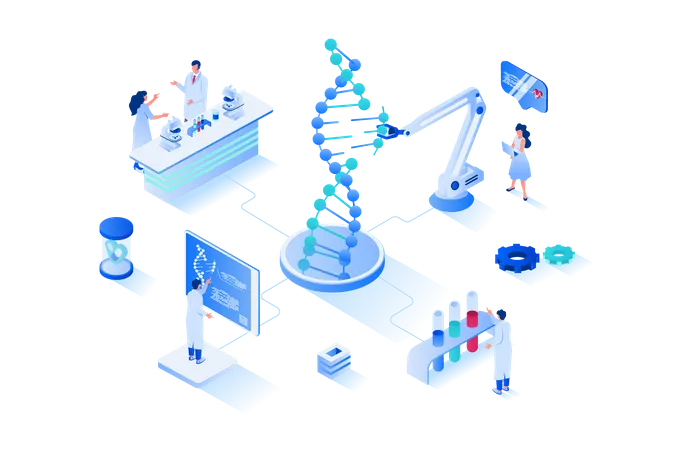 Scientists explore molecular structure of dna  Illustration