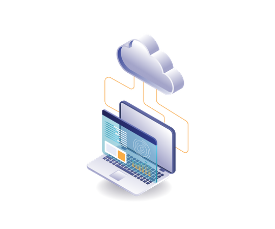 Screen server cloud data analysis  イラスト