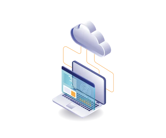 Screen server cloud data analysis  イラスト