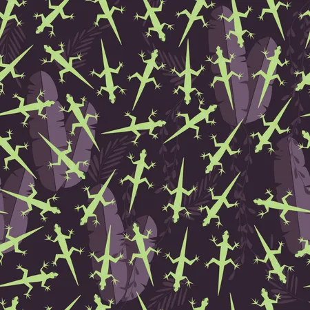 Seamless pattern with cute green rain forest animal gecko lizard  Illustration