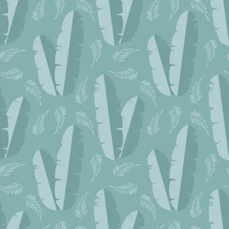 Seamless pattern with jungle palm leaves on blue background  Illustration