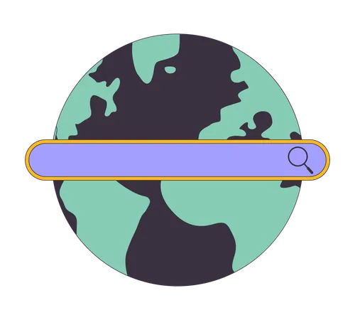 Search bar on globe  Illustration