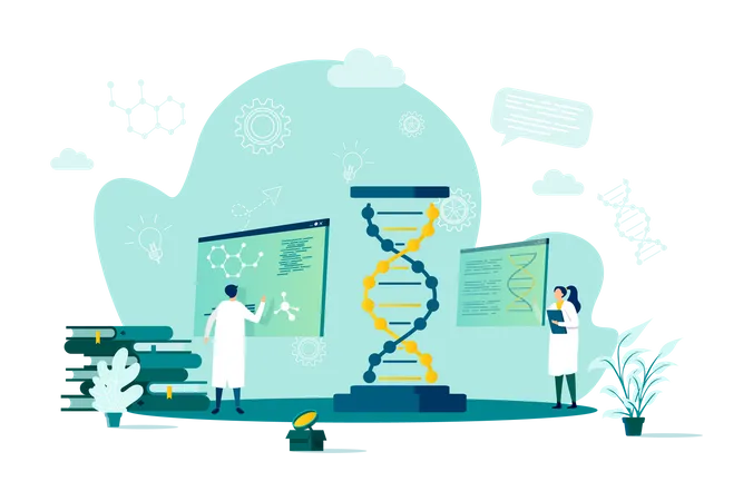 Clonación y recombinación de secuencias de ADN - biotecnología  Ilustración