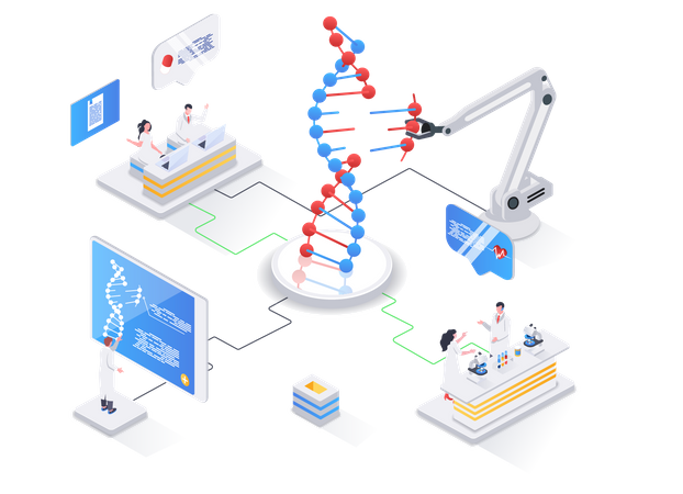 Clonación y recombinación de secuencias de ADN - biotecnología  Ilustración