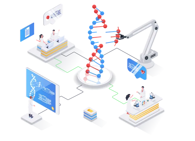 Clonación y recombinación de secuencias de ADN - biotecnología  Ilustración