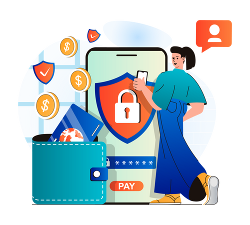 Secure mobile banking app  Illustration